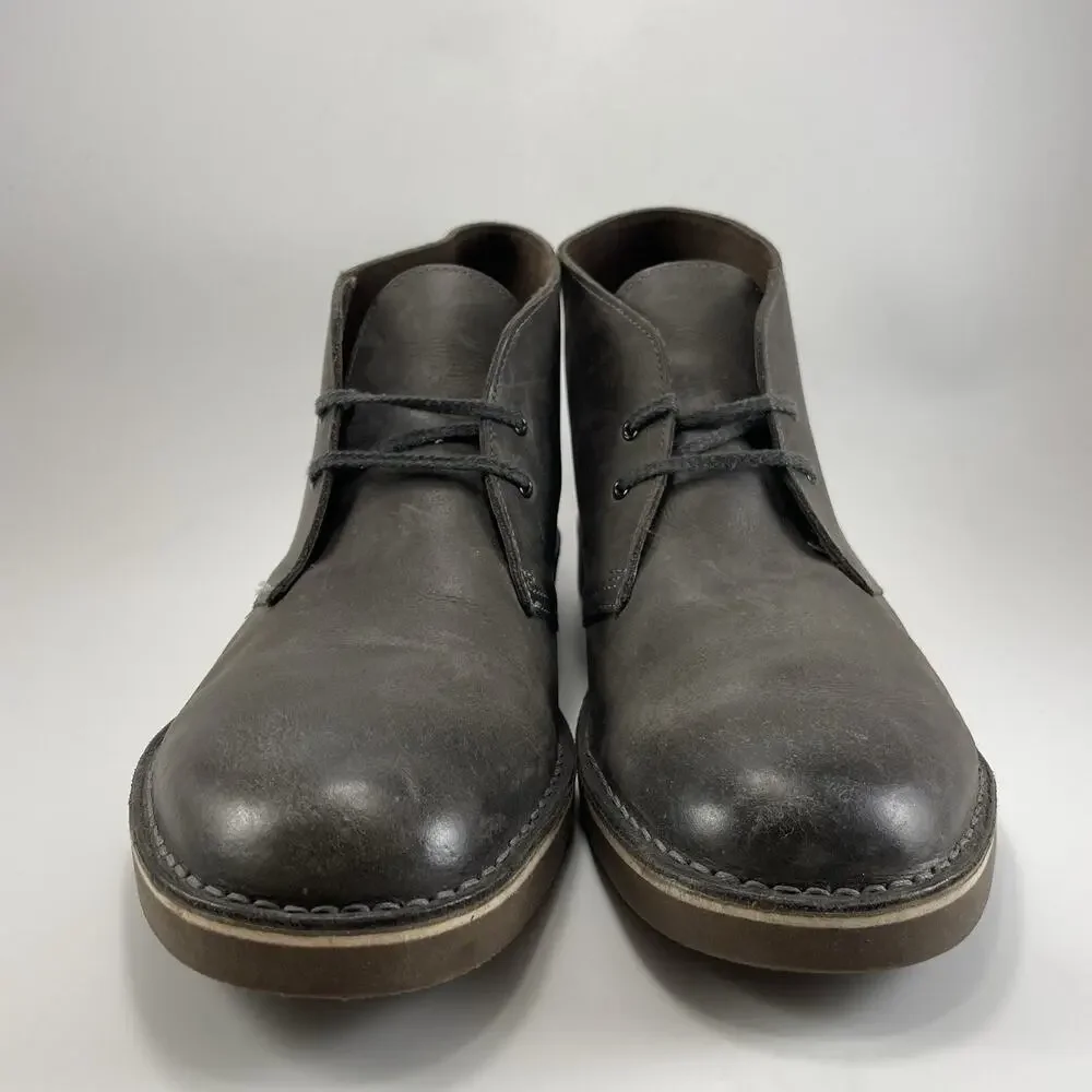 Clarks Bushacre 2 Gray Distressed Leather Chukka Boot Men's Size 11.5 Brown